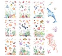 NICENEEDED 9 Sheets Furniture Rub on Transfer Stickers, Ocean Creatures Transfers for Crafts, Fish Pattern Sticker Aesthetic Decor Scrapbook Decals for Scrapbooking Journal Planner Album
