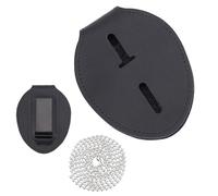 NICENEEDED Black Police Badge Holder, Round Universal Leather Sheriff Badge Holder, Belt Clip with Spring Clip and Neck Chain for Law Enforcement