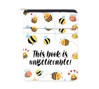 NICENEEDED Book Sleeve with Zipper, Bee Book Covers Book Pouch Washable Fabric Cover, Front Pocket Book Protector Waterproof BookCover Case for Notebooks Hardcover and Paperback