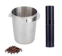 NICENEEDED Coffee Bean Dosing Cup 51mm with Spary Bottle, Stainless Steel Coffee Powder Feeder Mugs, Handle Coffee Grinder Dosing Mug for Coffee Machine