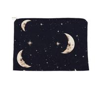 NICENEEDED Cute Makeup Bag for Purse, Boho Chic Crescent Moon Cosmetic Bag for Women, Travel Toiletry Funny Zipper Pouch 8.9 x 6.5 Inch