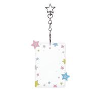 NICENEEDED Kpop Photocard Holder, Acrylic Glitter Cover with Keychain, Five-Pointed Star Designed Protective Sleeve, Cute Clear Case for ID Badge Display