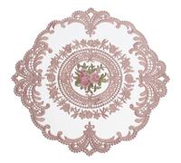 NICENEEDED Lace Doilies for Tables, Crochet Placemats Handmade Embroidered Table Mats, Pink Fashionable Floret Lace Vase Mat Doilies for Furniture Decor 11 x 11 Inch