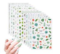 NICENEEDED Leaves Nail Stickers, Summer Decals for Nail Decoration, 3D Green Plants Tropical Palm Leaf Flower Cactus Self-Adhesive Designs Stickers for Manicure DIY Nails Art Supplies Accessories