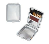 NICENEEDED Metal Match Box Case, Stainless Steel Matchboxes Matchstick Holder with Friction Plate Striker, Vintage Portable Mini Storage for Fireplace Outdoor Camping
