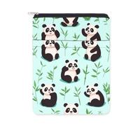 NICENEEDED Panda Bamboo Book Sleeves with Zipper, Waterproof Front Pocket Book Covers for Women Men Readers, Washable Book Protectors for Notebooks Hardcover and Paperback