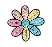 NICENEEDED Positive Enamel Pins, Motivational Enamel Lapel Pin, Inspirational Cute Flower Brooch Pin, Badges for Women Clothing Bags Hats Decorations