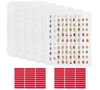 NICENEEDED Press On Nail Organizer, 6 PCS Transparent Empty Fake Nails Storage Sheets with 2 PCS Nail Tapes, Nail Packaging Insert Pages for Fake Nail Display and Storage