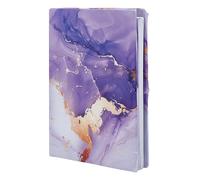 NICENEEDED Purple Stretchable Book Cover, Marble Pattern Adjustable Book Cover, Large Washable Elastic Cloth Book Sleeve, Reusable Book Protector for Adults