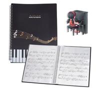 NICENEEDED Sheet Music Folder, 12.4 x 9.25 in Music Notes Paper Folders Band Sheets Music Holder, Blank 40 Sleeves Display 80 Pages Spiral Binder Organizer for Music Stand