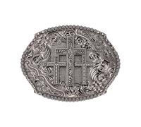 NICENEEDED Vintage Belt Buckle for Men, Western Cowboy Buckle, Engraved Crucifix Pattern Replacement Belt Buckle for Suit Banquet Party Business Occasion