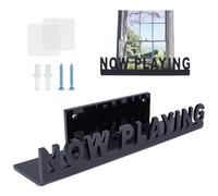 NICENEEDED Wall Mount Now Playing CD Record Display Stand, White Acrylic Floating Record Shelf, Black Modern Hip Hop Record Hanging Bracket for Music Lovers