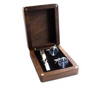 NICENEEDED Walnut Wooden Cufflink Box, Small Vintage Tie Clip Display Storage Case, Wooden Cufflink Organiser Boxes Jewelry Display Box for Anniversary Ceremony