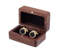 NICENEEDED Walnut Wooden Cufflink Box, Square Small Cuff Links Display Case with Single Slot, Wooden Cufflink Organiser Boxes Jewelry Display Box for Anniversary Ceremony