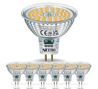 NICEOO GU5.3 MR16 LED Bulbs 6.5W, Warm White 3000K, 55W Halogen Spotlight Bulb Equivalent, 12V 650LM, Bi Pin Base Spotlight, 120° Beam Angle, Non Dimmable, Pack of 6