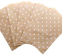 N'icePackaging 20 Qty 8.5" x 11" Decorative Flat Paper Gift Bags - White Polka-Dot on Brown Kraft Bags - For Sales/Treats/Parties Cookies/Gifts