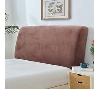 NICEQT Bed Headboard Slipcover Protector,Solid Color Plush Thicken Elastic All-inclusive Bed Head Cover Dust Cover Velvet Headboard Cover (Color : Brown, Size : Length:180cm)