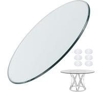 NICEQT Round Table Top Replacement Glass for Garden Patio Table, Round Clear Tempered Glass Table Top 15" 20" 28" 36" 39" for Kitchen Dining Room Tables, Flat Polished Edge, Glass Turntable(45CM(18INC