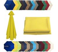 NICEQT Umbrella Replacement Cloth, 9.8ft Replacement Umbrella Canopy, Replacement Parasol Canopy Cover 6 Arms/8 Arms(Yellow,6 Ribs-200cm(6.5ft))