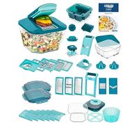 Nicer Dicer Chef Professional Deluxe Manual Vegetable Slicer, 39 Pieces, Vegetable Slicer with 5.2 L Container and 2.8 L Glass Bowl Lid, Spiral Cutter, Chip Cutter, Kitchen Aid with Easy Cleaning