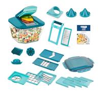 Nicer Dicer Chef Professional Food Slicer Set 23 Pieces Vegetable Slicer Lid 5.2 L Capacity Spiral Inserts Tomato Cutter Julienne Salad Cutter with Recipe Book