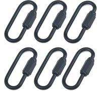 Nicerity Heavy Duty D Shape Chain Locking, M3.5 3.5MM Chain Quick Link Connector- Black (Pack of 6)