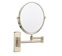 Nicesail Magnifying Mirror Wall Mounted 1x/10x Gold Extendable Bathroom Makeup Mirror 360° Rotatable Double-sided,Diameter 8 Inches