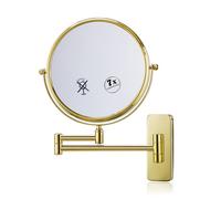 Nicesail Makeup Mirror, Wall Mounted 7X Magnifying Mirror Vanity Mirror for Bathroom, Extendable Swivel, Brass and 304 Stainless Steel Material for Hotel or Home, Gold Finish (8 Inch, 7X)