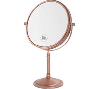Nicesail Mirror for Dressing Table Rose Gold Magnifying Mirror 10x on Stand - Double-sided - Rustproof - For Bathroom Makeup and Shaving,Diameter 20 cm