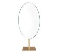 Nicesail Mirror for Dressing Table Vanity Mirror Oval Brushed Brass Bathroom Mirror Cosmetic Mirror on Stand Bronze Desktop Mirror,18x30cm