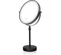 Nicesail Table Mirror Height Adjustable Black Makeup Mirror with Lighting Rechargeable Cosmetic Mirror with Magnification 5X, Diameter 20 cm