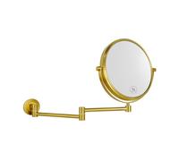 Nicesail Wall Mounted Magnifying Mirror 7x Antique Gold Bathroom Extendable Makeup Mirror - Extra Long Arms - Double-sided,Diameter 20 cm
