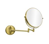 Nicesail Wall Mounted Magnifying Mirror x5 Brushed Gold Bathroom Extendable Shaving Mirror Double Sided Brushed Brass,Ø 20cm