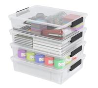 Nicesh 6 Qt Clear Storage Box with Locking Clasps, Clear Sensory Bins, 13.42" x 10.55" x 3.15", Perfect for A4 & Letter Size Paper, Stackable Multi-Purpose Organizer