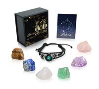 Nicetage Libra Healing Crystals Gift Ideas 12 Zodiac Signs Natural Healing Crystals with Horoscope Box Set, 6 Crystal Stones, 1 Zodiac Bracelet and Info Guide Libra Gifts for Women
