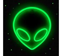 NICETHUMB Alien Neon Sign Christmas Decoration Green LED Alien Neon Light USBBattery Operated Cool Alien Light Up Sign for Wall Decor Game Room Aesthetic Hanging Light for Man Cave Stuff, Bedroom,