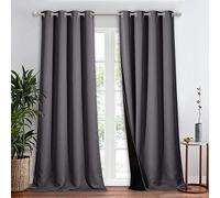 NICETOWN 100% Blackout Blind, Laundry Room Decor Window Treatment Curtain for Large Patio Sliding Door, Thermal Insulated Grey Curtain for Bedroom, 1 Panel, 52 inches x 108 inches