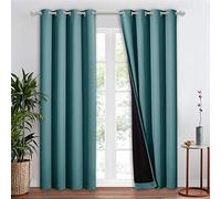 NICETOWN 100% Blackout Blind, Laundry Room Decor Window Treatment Curtains, Thermal Insulated Energy Smart Drape and Drapery for Villa, Hall and Studio, Sea Teal, 1 PC, 52 inches x 95 inches