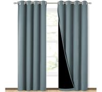 NICETOWN 100% Blackout Curtains for Bedroom 84 incehs Long, Privacy Protection & Noise Reducing Full Shade Drapes with Black Liner, Insulated Window Treatment, 2 Pieces, 52" W per Panel, Stormy Sea