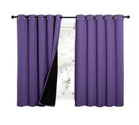 NICETOWN 100% Blackout Curtains with Black Liners, Thermal Insulated Full Blackout 2-Layer Lined Drapes, Energy Efficiency Window Draperies for Bedroom (Lilac Purple, 2 Panels, 62-inch W by 63-inch L)