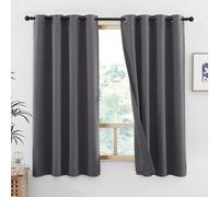 NICETOWN 100% Blackout Curtains with Same Color Liners, Thermal Insulated Full Blackout 2-Layer Lined Curtains, Energy Efficiency Window Draperies for Dining Room (Dark Grey, 2 Panels, 52W by 45L)