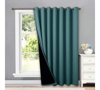 NICETOWN 100% Blackout Patio Sliding Door Curtain, Wide Lined Drape, Keep Warm Drapery, Sliding Glass Door Panel for Oversleep(Sea Teal, 1 Panel, 100 inches Wide x 95 inches Long