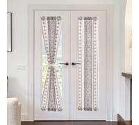 NICETOWN 80 Inches Long Curtain for Doorway, Farmhouse Boho Linen Sheer Door Shade for Kitchen Window Rod Pocket Privacy Sidelight Curtains for French Patio Glass Door, 26" W, 1 Panel, Natural
