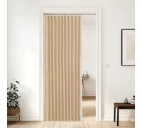 NICETOWN 80 Inches Long Curtain for Open Closet, Pleated Folding Curtains for Doorway, Privacy Room Divider for Bedroom Living Room Separation, 1 Panel with Hooks, W60 x L80, Biscotti Beige