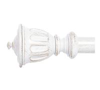 NICETOWN Antique White Curtain Rods for Window 48 to 86 inch, Decorative 1 1/8 inch Diameter Single Strong Curtain Rod with Trophy Design for Farmhouse/Living Room
