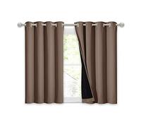 NICETOWN Bedroom Full Blackout Curtain Panel, Super Thick Insulated Window Cover, 100% Blackout Blind with Black Liner for Small Window(Cappuccino, 1 PC, 52 by 45-inch)