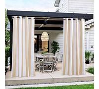NICETOWN Biscotti Beige & White Striped Curtains for Living Room, Stainless Steel Grommet, Sunlight Blocking Room Darkening, Decorative Waterproof Curtains for Kids Room, 1 Pair, W 52 x L 84 cm