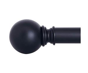 NICETOWN Black Curtain Rods for Windows 28 to 48 inch, 1 1/8 Diameter Adjustable Modern Ball Final Design Decorative Drapery Rod, Matte Black