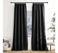 NICETOWN Black Curtains Opaque Thermal Curtain Heat Protection Ruffle Tape