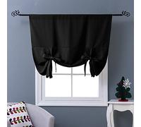 NICETOWN Blackout Curtain for Bathroom Windows - Adjustable Tie Up Shade Balloon Valance Blind (Rod Pocket Panel, 46 inches W x 63 inches L)